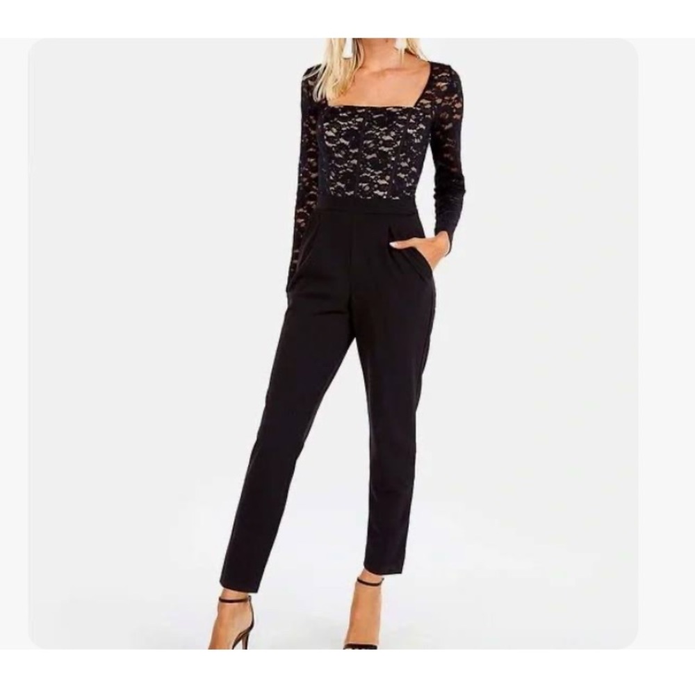 Express lace nude & black jumpsuit with long sleeves. Worn once!